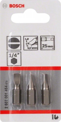 Бита для заворачивания BOSCH S 1,0x5,5, 25 mm XH PRO (3шт.) 2607001464 - изображение 2