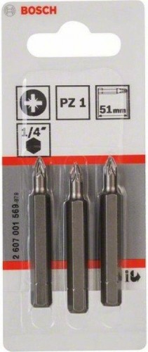 Бита для заворачивания BOSCH РZ1 х 51 мм Extra Hart (3шт) 2607001569 - изображение 2