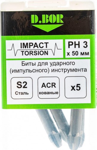 Бита для заворачивания D.BOR IMPACT Torsion PH3, 50 мм (5 шт.) D03-DITAPH03050005 - изображение 5