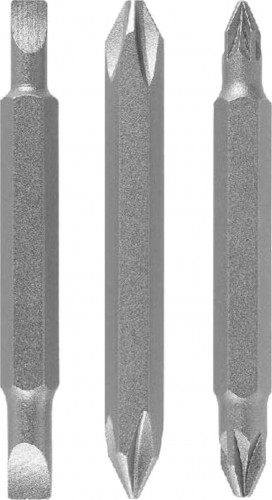 Бита для заворачивания двусторон. BOSCH PH1, PZ1, S 0,6x4,5; PH2, PZ2,  мм  (уп.3шт) 2607001745 - изображение 2