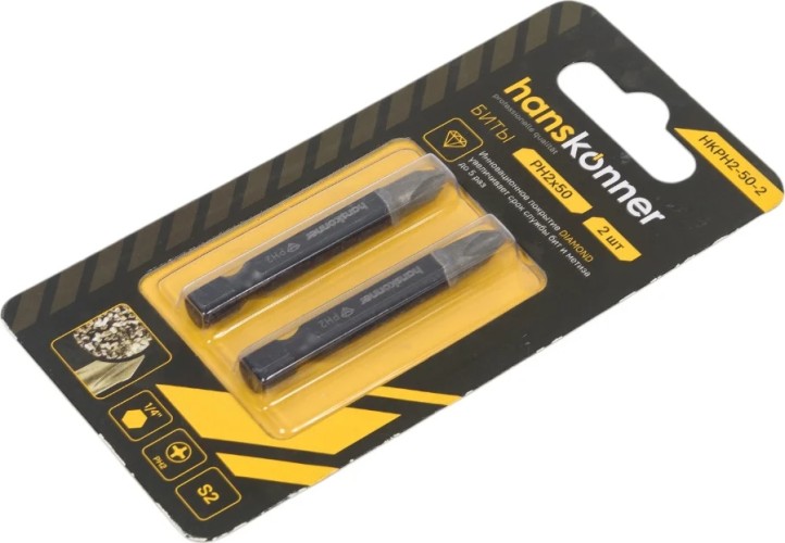 Бита для заворачивания HANSKONNER HKPH2-50-2 ph2x50мм, сталь s2, diamond powder - изображение 4