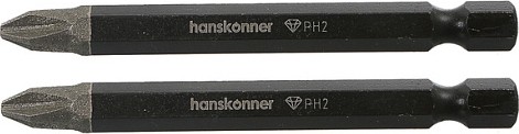 Бита для заворачивания HANSKONNER HKPH2-75-2 ph2x75мм, сталь s2, diamond powder