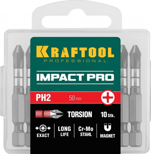Бита для заворачивания KRAFTOOL Impact Pro PH2 50мм, 10шт. 26191-2-50-S10 - изображение 3