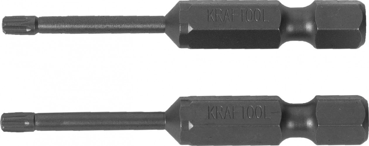 Бита для заворачивания KRAFTOOL X-DRIVE Т10 торсионные кованые, обточенные, 50мм, 2шт. 26125-10-50-2