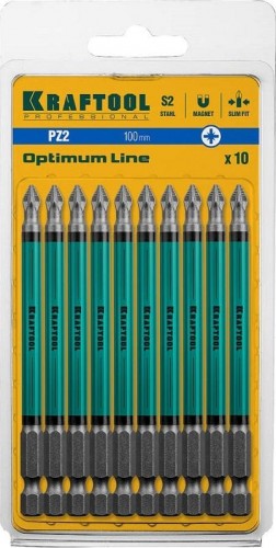 Бита для заворачивания KRAFTOOL PZ2, тип хвостовика E 1/4", 100 мм,10 шт (блистер) 26124-2-100-10 26124-2-100-10