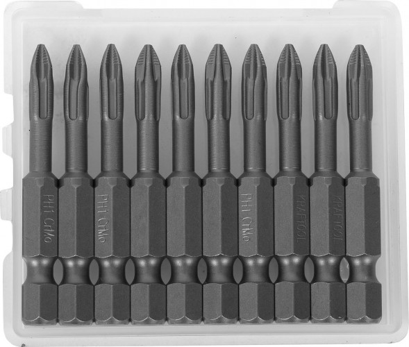 Бита для заворачивания KRAFTOOL X-DRIVE PH1 торсионные кованые, обточенные, 50мм, 10шт. 26121-1-50-10