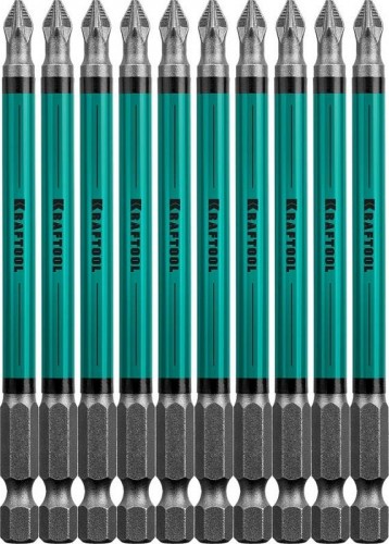 Бита для заворачивания KRAFTOOL PZ2, тип хвостовика E 1/4", 100 мм,10 шт (блистер) 26124-2-100-10 26124-2-100-10 - изображение 2