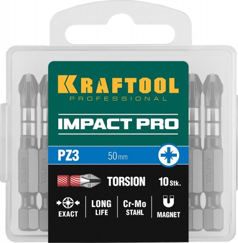 Бита для заворачивания KRAFTOOL Impact Pro PZ3 50мм, 10шт. 26193-3-50-S10 - изображение 3