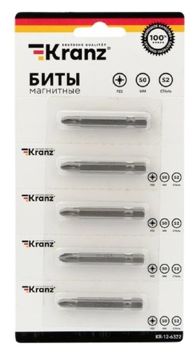 Бита для заворачивания Kranz KR-12-6322 PZ 2x50 мм сталь S2 5 шт. - изображение 3