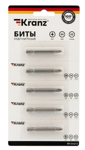 Бита для заворачивания Kranz KR-12-6212 PH 1x50 мм сталь S2 5 шт. - изображение 3
