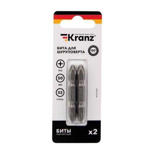 Бита для заворачивания Kranz KR-92-0451 PH2-PH2х50 мм, 2 шт. - изображение 3