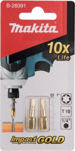 Бита для заворачивания MAKITA B-28391 Impact Gold T10, 25 мм, C-form, 2 шт.