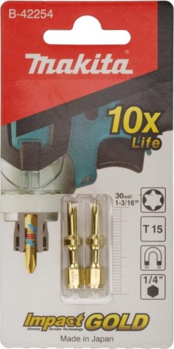 Бита для заворачивания MAKITA B-42254 Impact Gold Shorton T15, 30 мм, E-form (MZ), 2 шт. - изображение 3