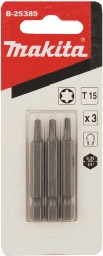 Бита для заворачивания MAKITA B-25389 T15, 50 мм, E-form (MZ), 3 шт.