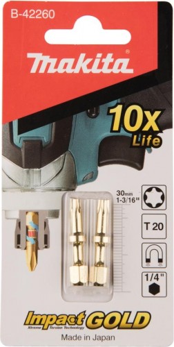Бита для заворачивания MAKITA B-42260 Impact Gold Shorton T20, 30 мм, E-form (MZ), 2 шт. - изображение 2