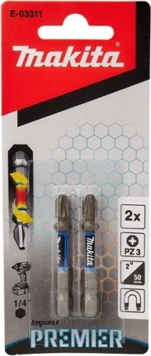 Бита для заворачивания MAKITA E-03311 Impact Premier PZ3, 50 мм, E-form (MZ), 2 шт.
