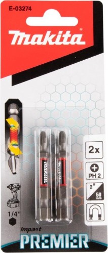 Бита для заворачивания MAKITA E-03274 Impact Premier PH2, 50 мм, E-form (MZ), 2 шт. - изображение 2