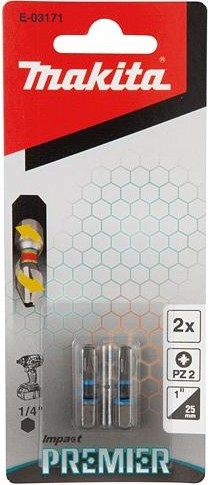 Бита для заворачивания MAKITA E-03171 Impact Premier PZ2, 25 мм, C-form, 2 шт. - изображение 2