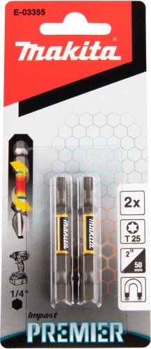 Бита для заворачивания MAKITA E-03355 Impact Premier T25, 50 мм, E-form (MZ), 2 шт. - изображение 2
