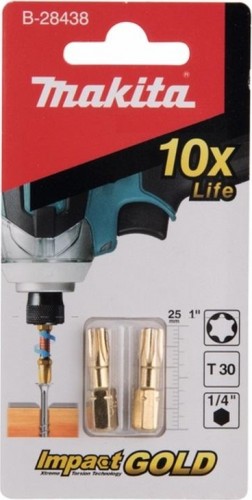 Бита для заворачивания MAKITA B-28438 Impact Gold T30, 25 мм, C-form, 2 шт.