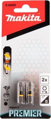 Бита для заворачивания MAKITA E-03202 Impact Premier T15, 25 мм, C-form, 2 шт. - изображение 2