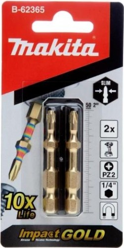 Бита для заворачивания MAKITA B-62365 Impact Gold Slim PZ2, 50 мм, E-form (MZ), 2 шт. - изображение 2