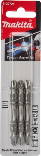 Бита для заворачивания MAKITA B-20725 двустороняя Silver Torsion PZ3, 65 мм, E-form (MZ) - изображение 3