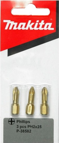 Бита для заворачивания MAKITA P-38582 алмазная PH2, 25 мм, C-form, 3 шт. - изображение 2