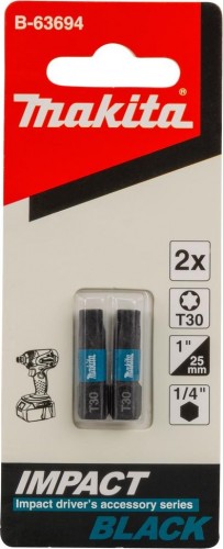 Бита для заворачивания MAKITA B-63694 Impact Black T30, 25 мм, C-form, 2 шт. - изображение 2