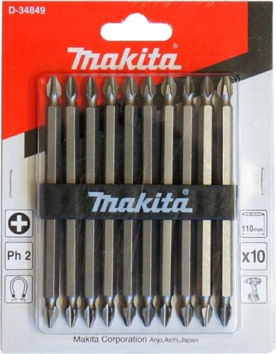 Бита для заворачивания MAKITA D-34849 двусторонняя PH2, 110 мм, E-form (MZ), 10 шт.