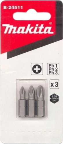 Бита для заворачивания MAKITA B-24511 PH0/PH2/PH3, 25 мм, C-form, 3 шт.