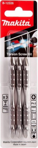 Бита для заворачивания MAKITA B-12326 двусторонняя Silver Torsion PH2, 85 мм, E-form (MZ - изображение 2