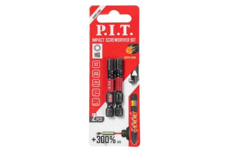 Бита для заворачивания P.I.T. ударная H6x50 мм 2 шт. ASDR01-50H6 - изображение 3