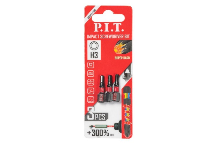 Бита для заворачивания P.I.T. ударная PH3x25 мм 3 шт. ASDR01-25H3 - изображение 3