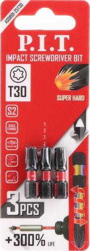 Бита для заворачивания P.I.T. ударная T30x25 мм 3 шт. ASDR01-25T30 - изображение 3