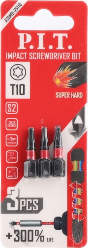 Бита для заворачивания P.I.T. ударная T10x25 мм 3 шт. ASDR01-25T10 - изображение 3