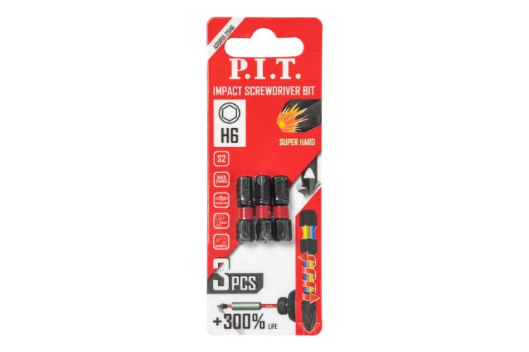 Бита для заворачивания P.I.T. ударная H6x25 мм 3 шт. ASDR01-25H6 - изображение 3