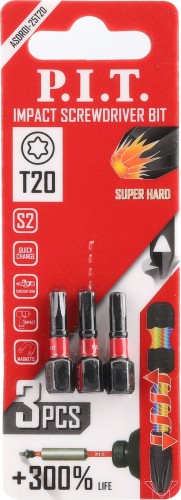 Бита для заворачивания P.I.T. ударная T20x25 мм 3 шт. ASDR01-25T20 - изображение 3