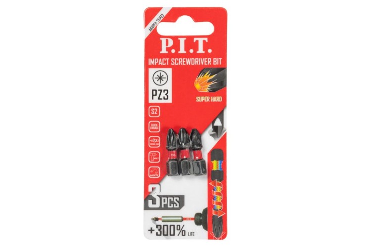Бита для заворачивания P.I.T. ударная PZ3x25 мм 3 шт. ASDR01-25PZ3 - изображение 3