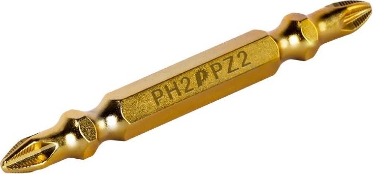 Бита для заворачивания ПРАКТИКА "Эксперт" двусторонняя PH-2 / PZ-2х65мм Tin отверточная 037-138