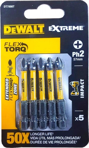 Бита для заворачивания ударная DeWALT РH2х57 мм (5шт) IMPACT TORSION DT7998T-QZ DT7998T-QZ - изображение 2