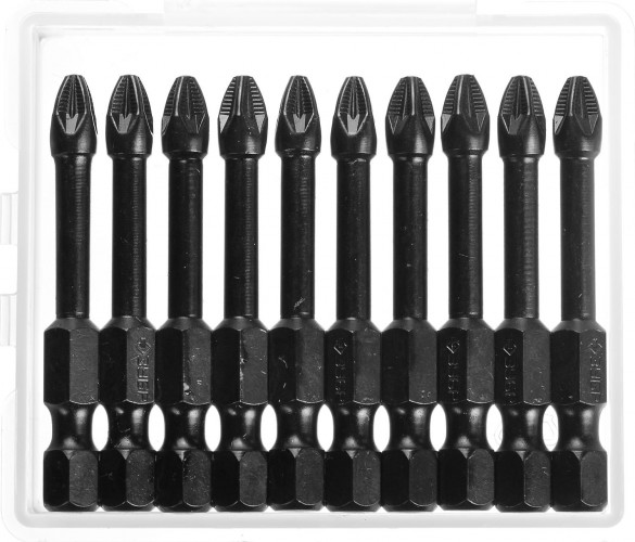 Бита для заворачивания ЗУБР ПРОФЕССИОНАЛ e 1/4", pz2, 50мм, 10шт 26023-2-50-S10