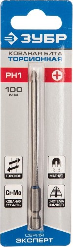 Бита для заворачивания ЗУБР ЭКСПЕРТ торсионная кованая, обточенная, e 1/4", ph1, 100мм 26011-1-100-1 - изображение 2
