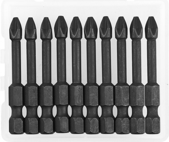 Бита для заворачивания ЗУБР ПРОФЕССИОНАЛ e 1/4", ph2, 50мм, 10шт 26021-2-50-S10