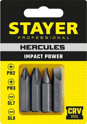 Биты STAYER HERCULES для ударной отвертки 4 шт 36 мм, 25667-S4_z01 - изображение 3