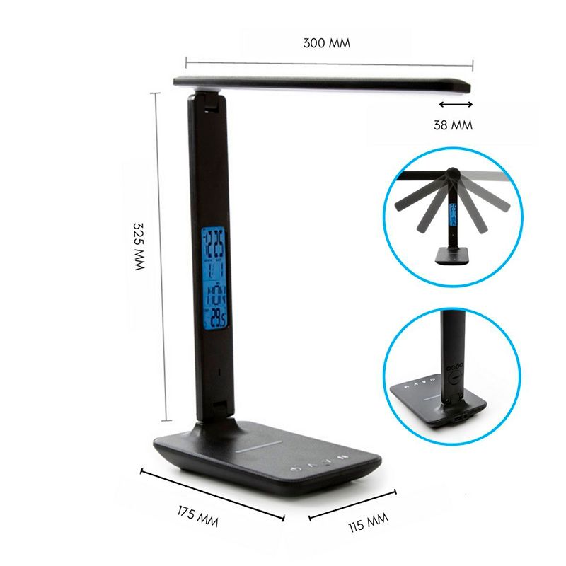 Светодиодная настольная лампа Blaupunkt PRO 6W CCT 3000K-6000K LCD экран, черная - изображение 2