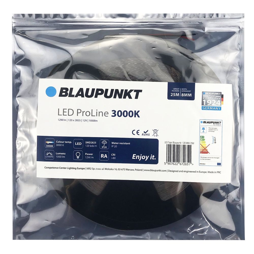 Светодиодная лента Blaupunkt Pro Line 25M 12W/mb теплый свет