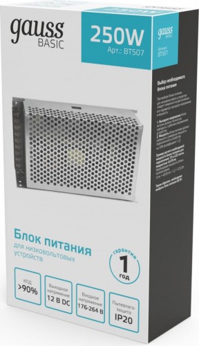Блок питания GAUSS BT507 basic 12v 250w ip20 - изображение 3