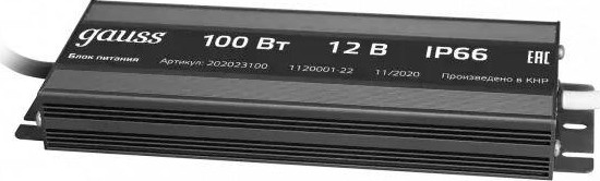Блок питания GAUSS LED для светодиодной ленты пылевлагозащищенный 100w 12 202023100