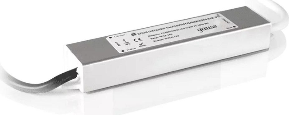 Блок питания GAUSS LED для светодиодной ленты пылевлагозащищенный 15w 12v 202023015